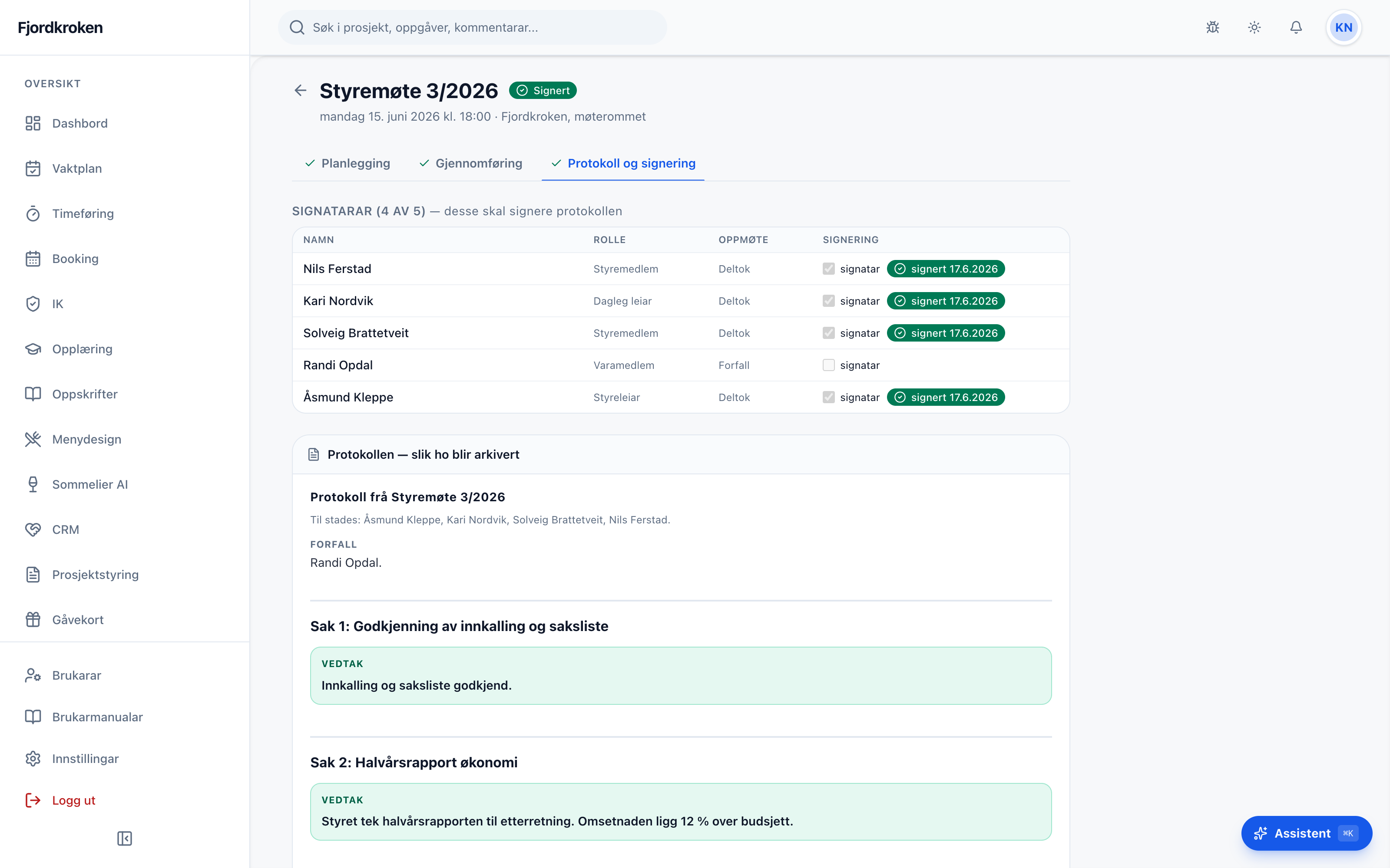Skjermbilete av Styreportal